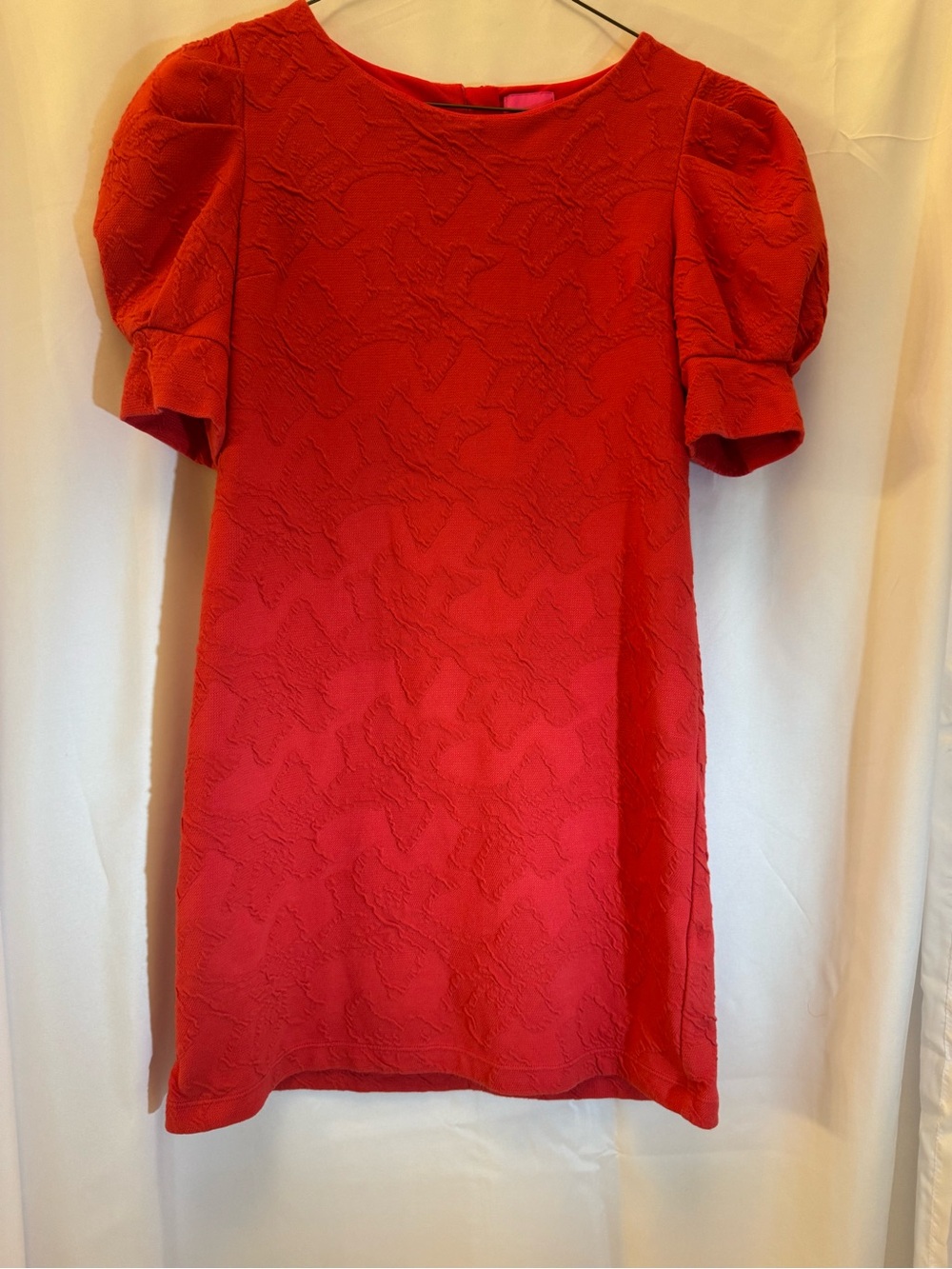 Lilly Pulitzer Red Textured Puff-Sleeve Shift Dress (Kids)
